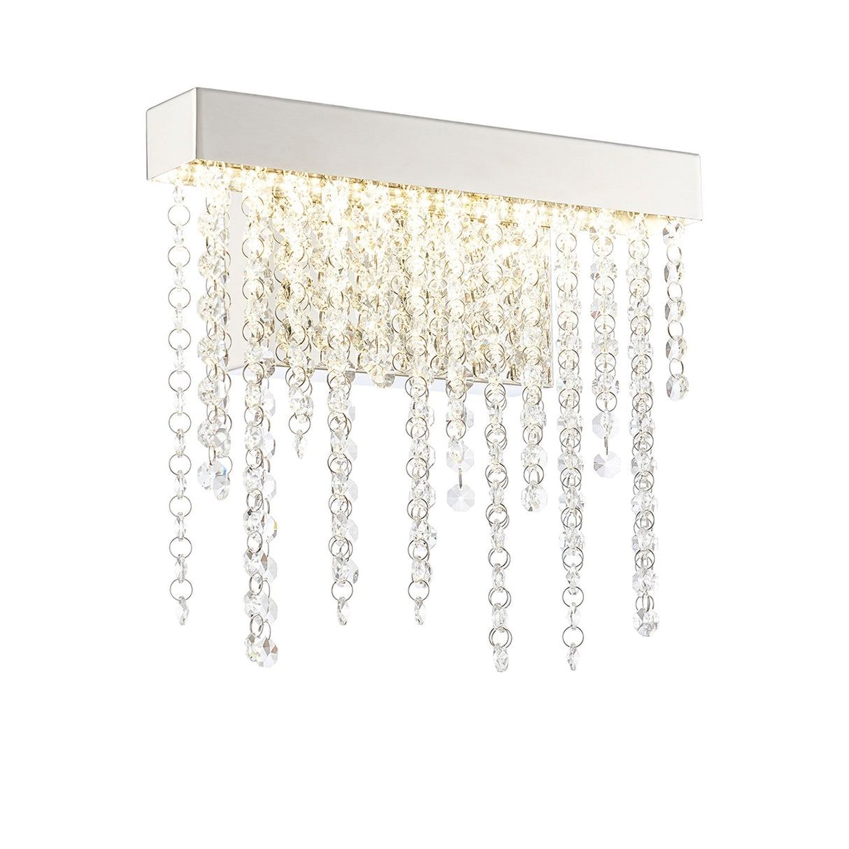 Bano Small Dimmable LED Crystal Chain Wall Light - Chrome
