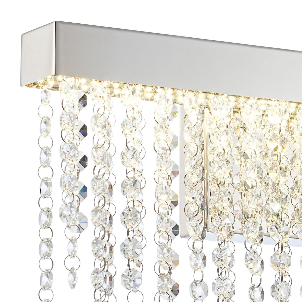 Bano Medium Dimmable LED Crystal Chain Wall Light - Chrome