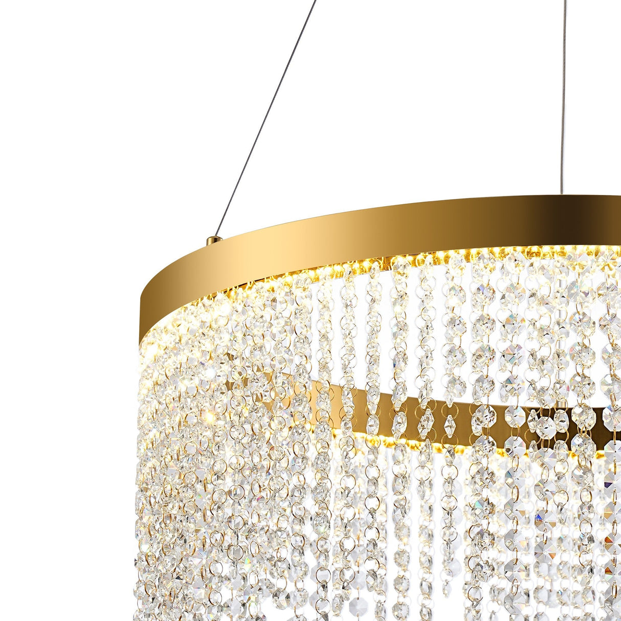 Bano 61.5cm Round Dimmable LED Crystal Chandelier - Gold
