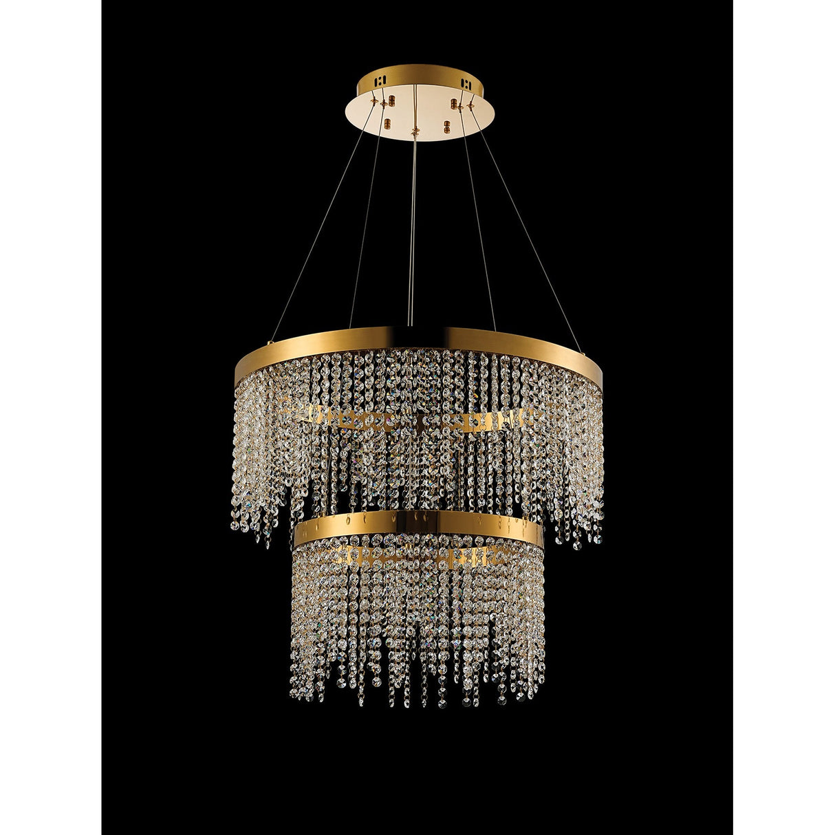Bano 61.5cm Round 2 Tier Dimmable LED Crystal Chandelier - Gold