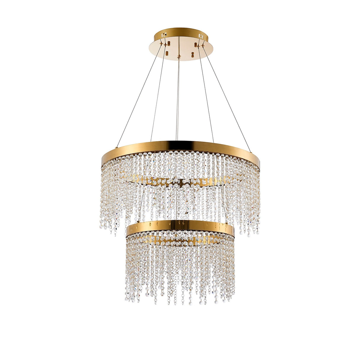 Bano 61.5cm Round 2 Tier Dimmable LED Crystal Chandelier - Gold