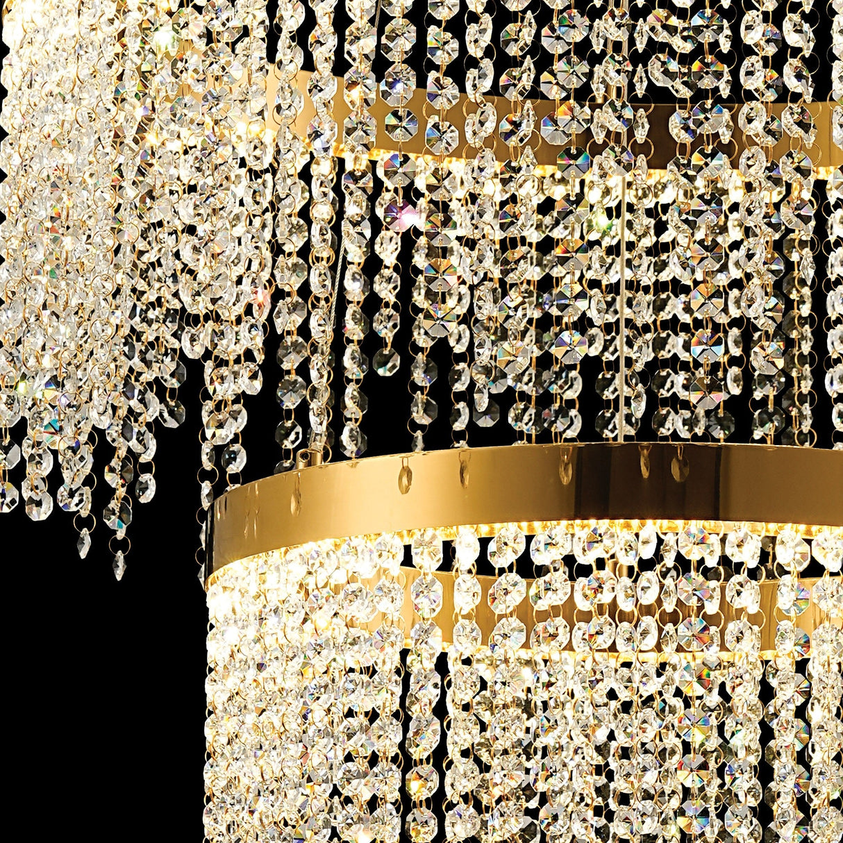 Bano 61.5cm Round 2 Tier Dimmable LED Crystal Chandelier - Gold