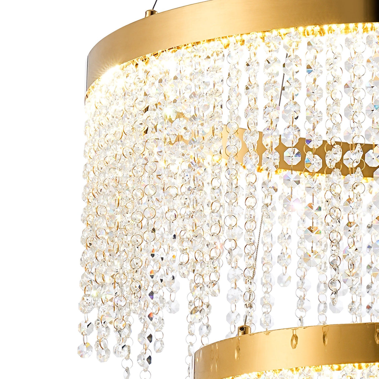 Bano 61.5cm Round 2 Tier Dimmable LED Crystal Chandelier - Gold