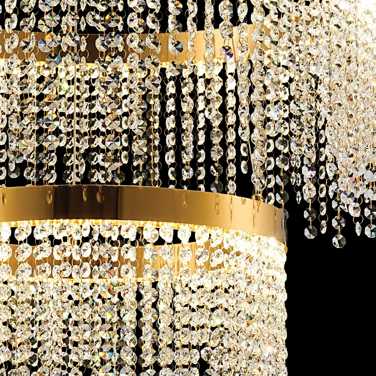 Bano 61.5cm Round 2 Tier Dimmable LED Crystal Chandelier - Gold