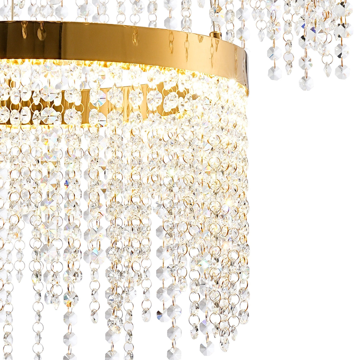 Bano 61.5cm Round 2 Tier Dimmable LED Crystal Chandelier - Gold
