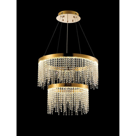 Bano 61.5cm Round 2 Tier Dimmable LED Crystal Chandelier - Gold
