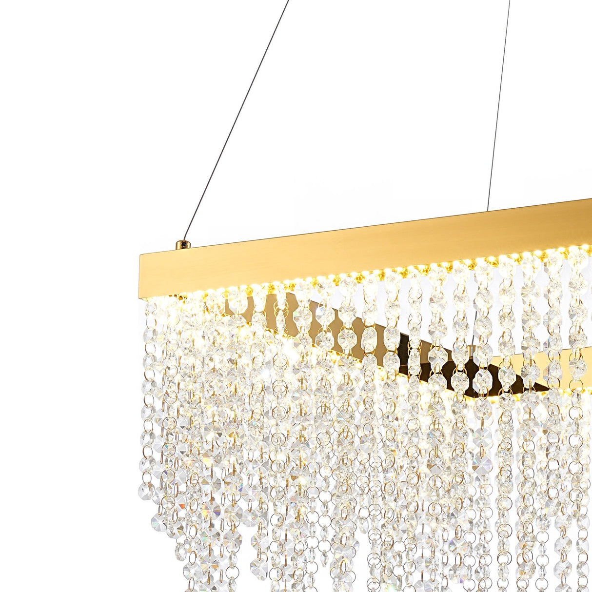 Bano 50cm Square Dimmable LED Crystal Chandelier - Gold