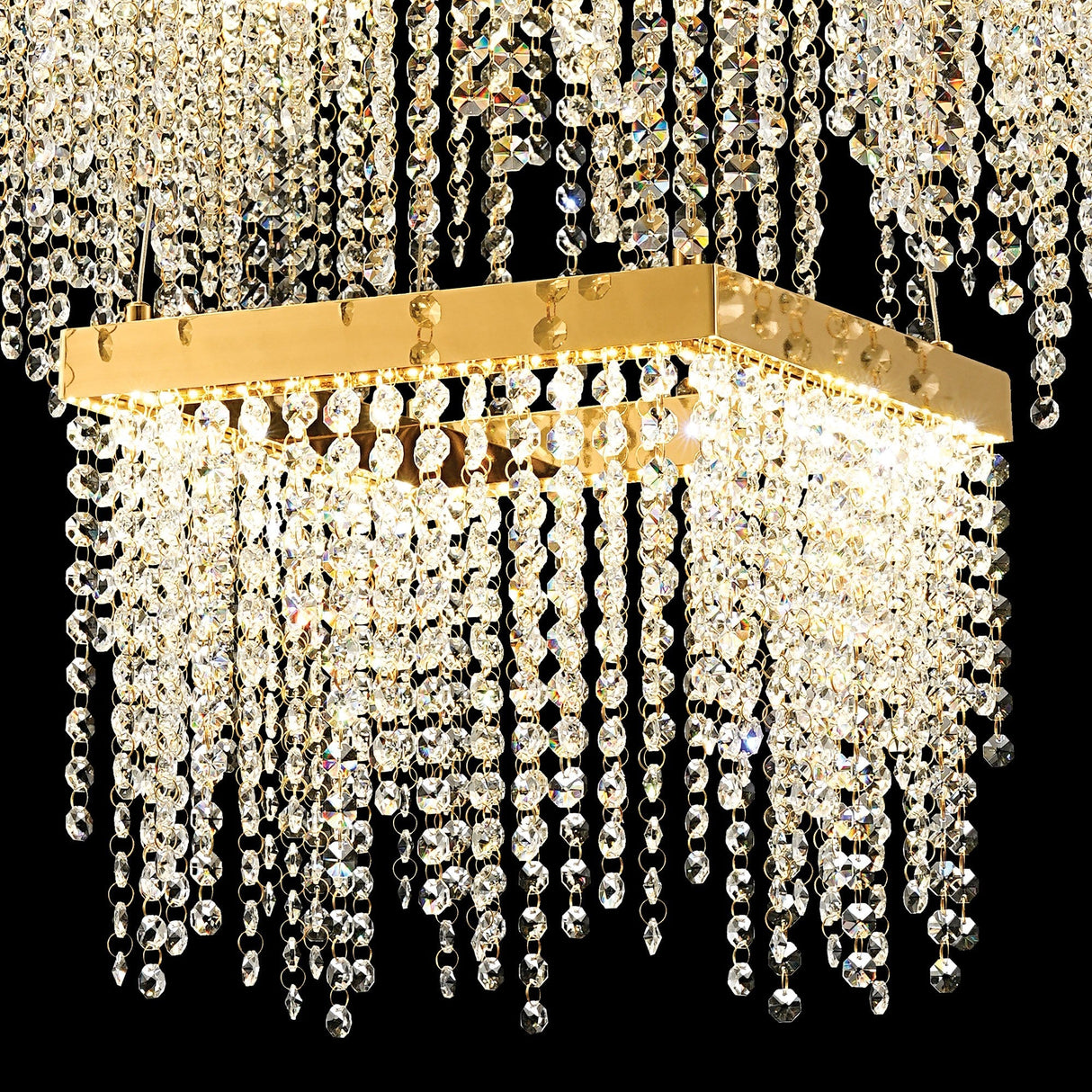 Bano 50cm Square 2 Tier Dimmable LED Crystal Chandelier - Gold