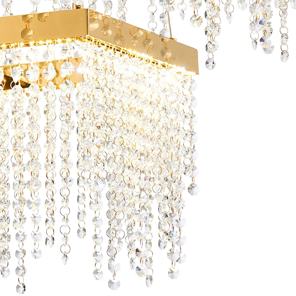 Bano 50cm Square 2 Tier Dimmable LED Crystal Chandelier - Gold