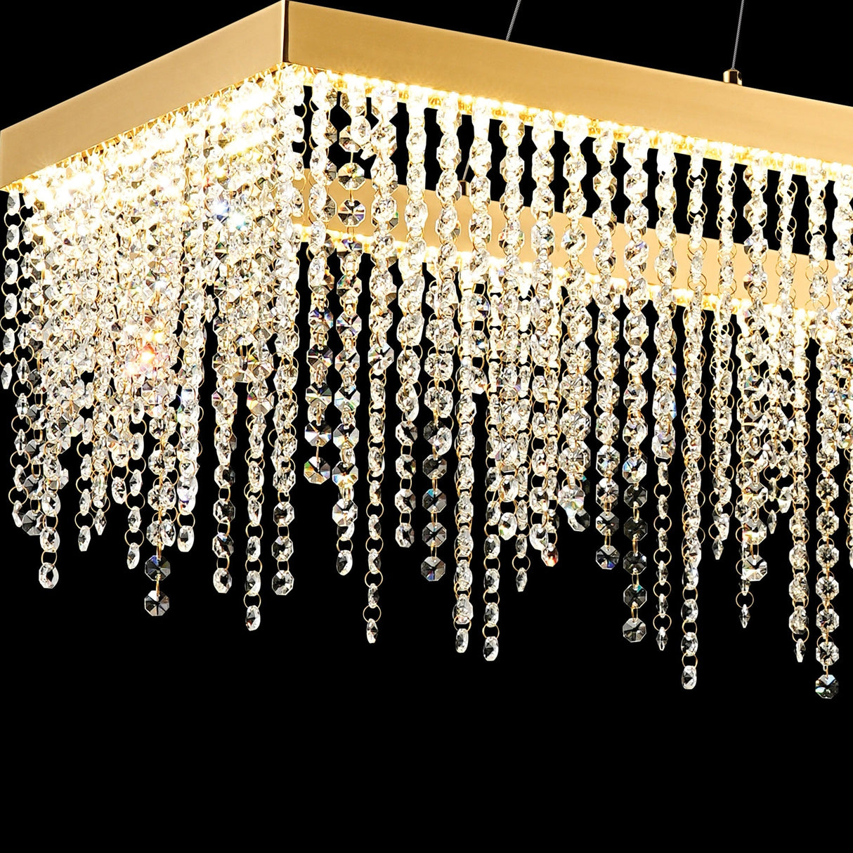 Bano 115cm  Dimmable LED Crystal Linear Suspension Light- Gold
