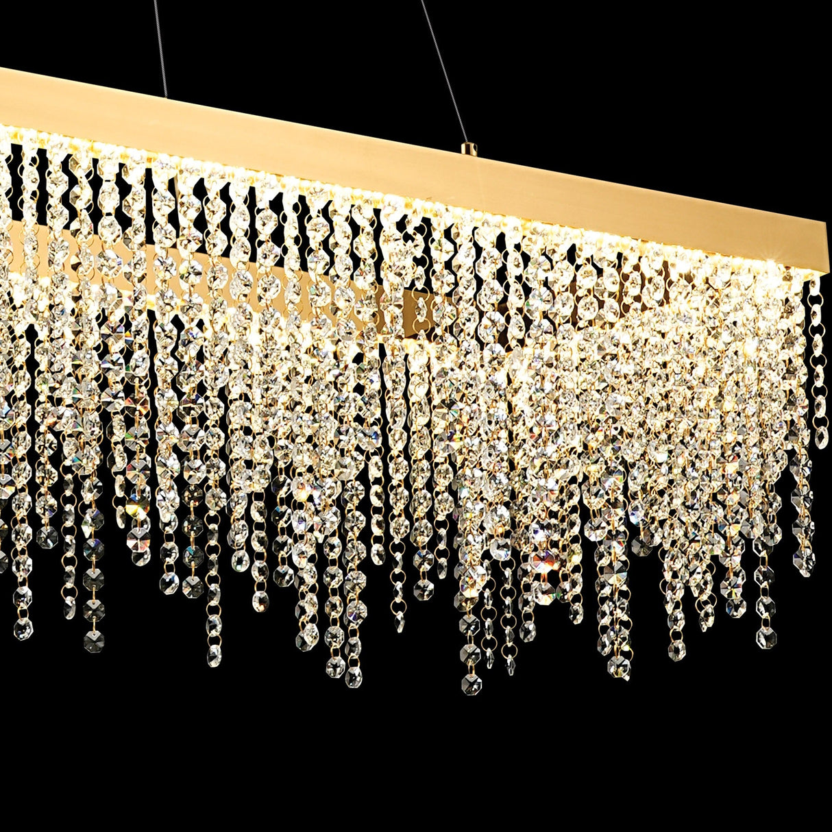 Bano 115cm  Dimmable LED Crystal Linear Suspension Light- Gold