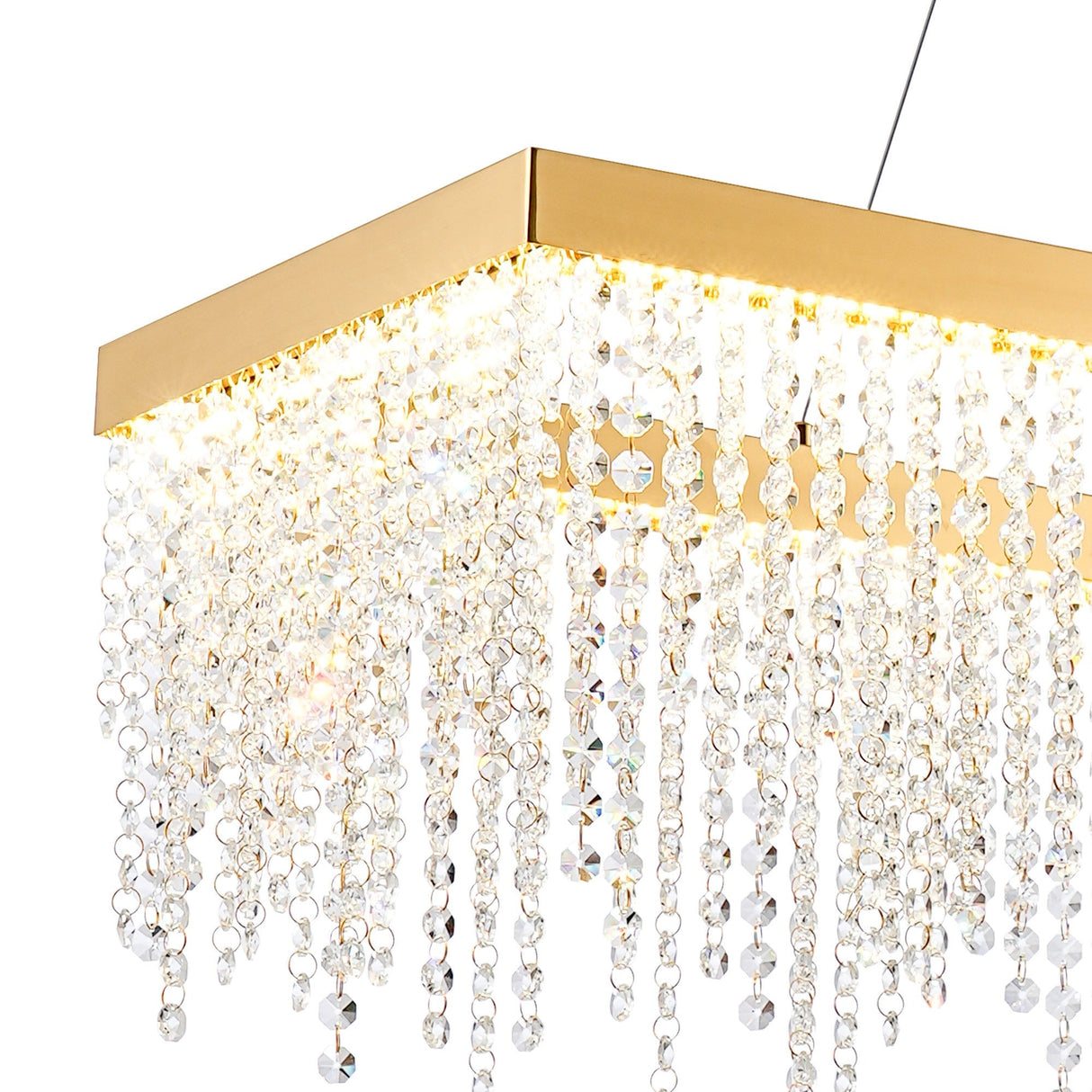 Bano 115cm  Dimmable LED Crystal Linear Suspension Light- Gold