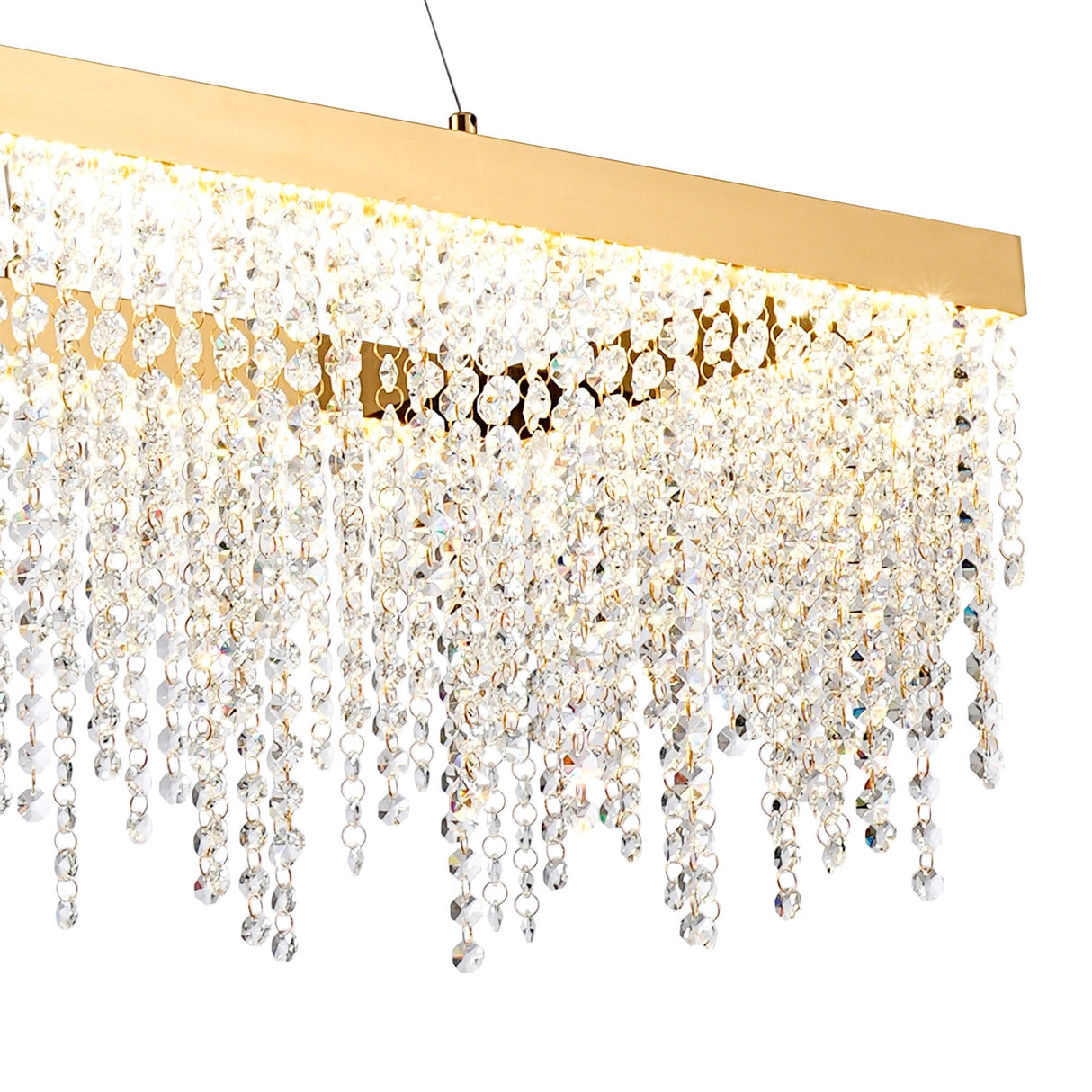 Bano 115cm  Dimmable LED Crystal Linear Suspension Light- Gold