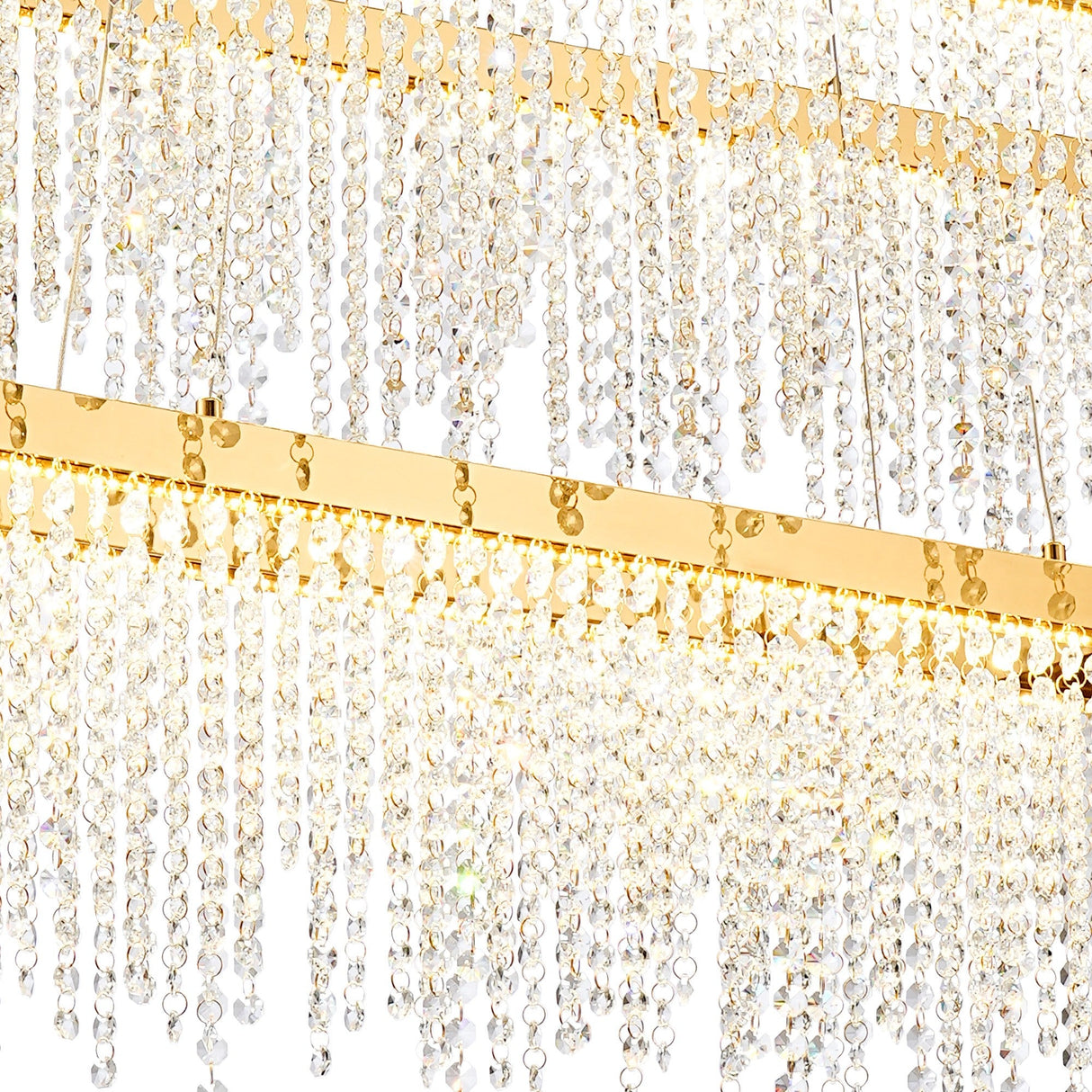 Bano 115cm 2 Tier Dimmable LED Crystal Linear Suspension Light - Gold