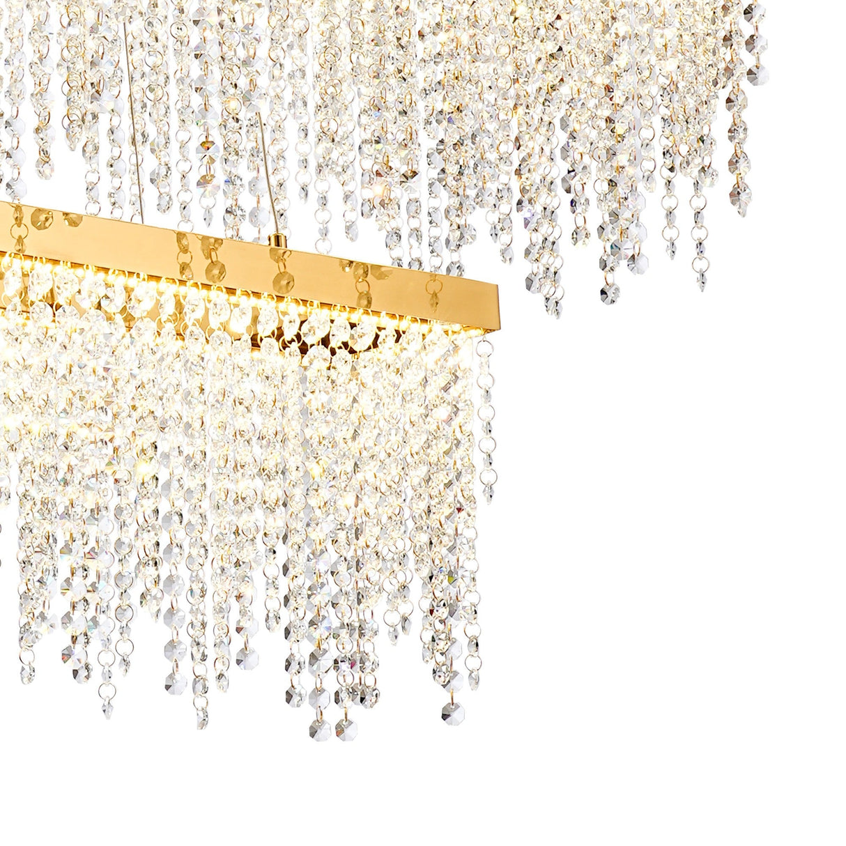 Bano 115cm 2 Tier Dimmable LED Crystal Linear Suspension Light - Gold