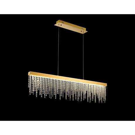 Bano 115cm Dimmable LED Crystal Slim Linear Suspension Light - Gold