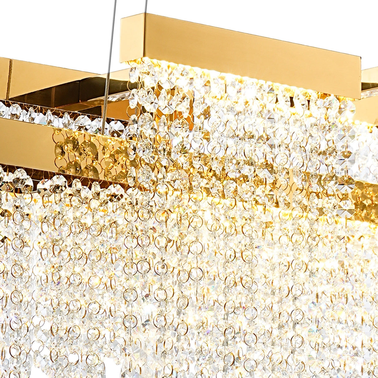 Bano 102cm 3 Light Dimmable LED Crystal Linear Suspension Light -  Gold