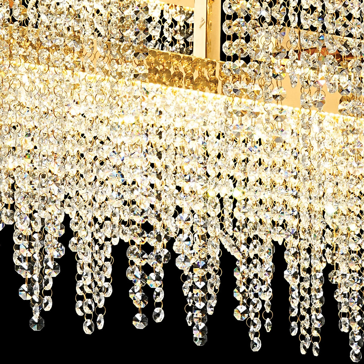Bano 102cm 3 Light Dimmable LED Crystal Linear Suspension Light -  Gold