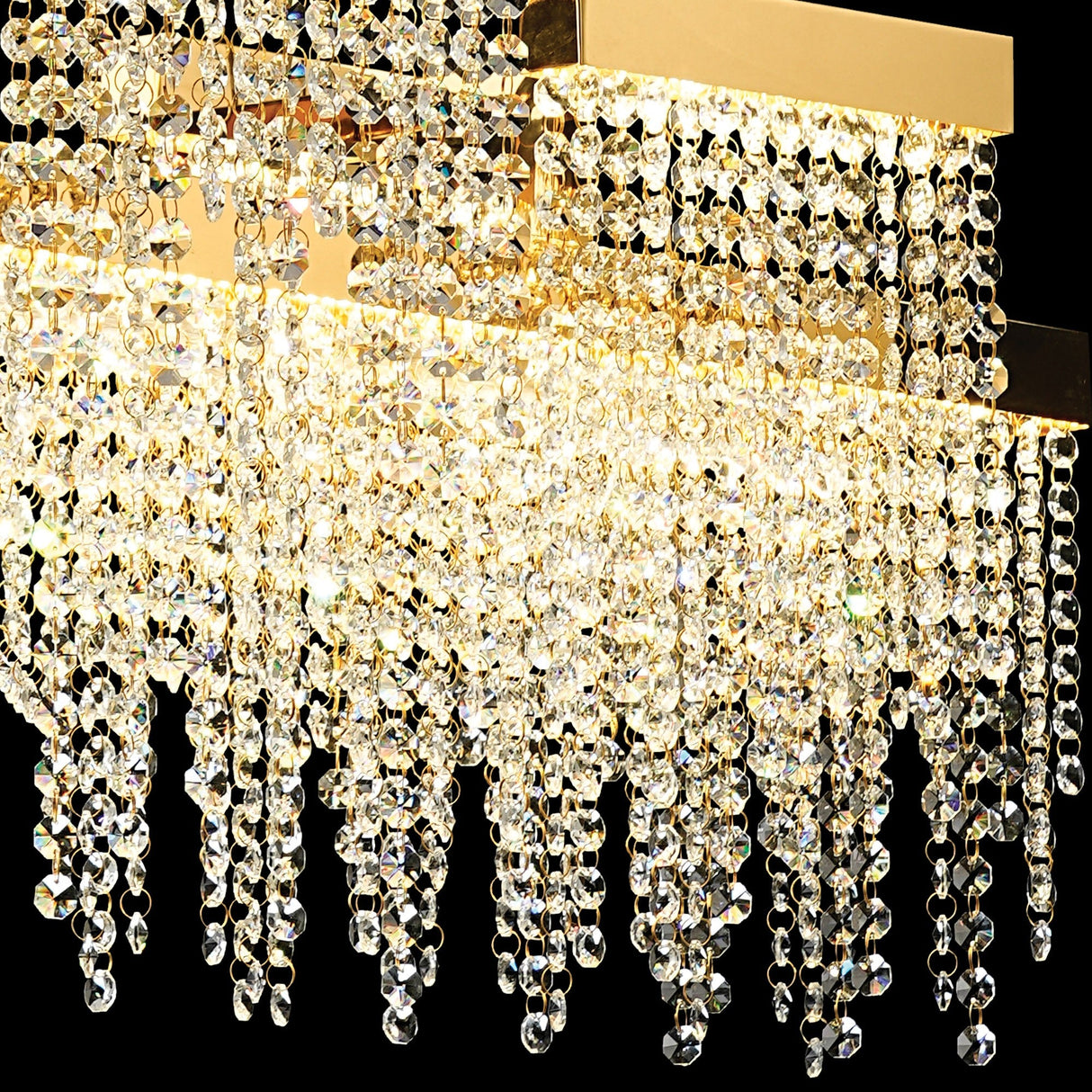 Bano 102cm 3 Light Dimmable LED Crystal Linear Suspension Light -  Gold