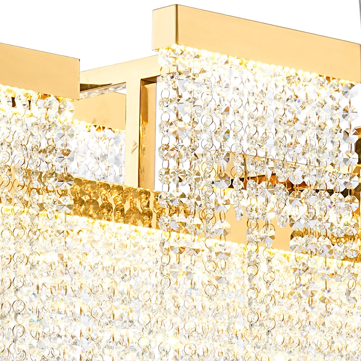 Bano 102cm 3 Light Dimmable LED Crystal Linear Suspension Light -  Gold