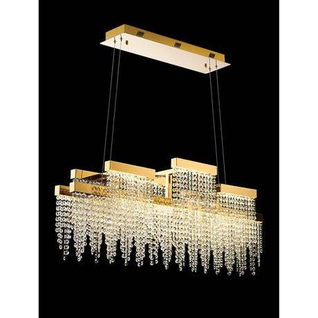 Bano 102cm 3 Light Dimmable LED Crystal Linear Suspension Light -  Gold