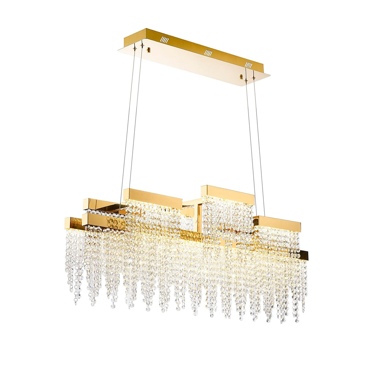 Bano 102cm 3 Light Dimmable LED Crystal Linear Suspension Light -  Gold
