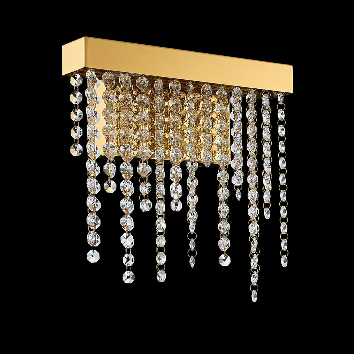 Bano Small Dimmable LED Crystal Chain Wall Light - Gold