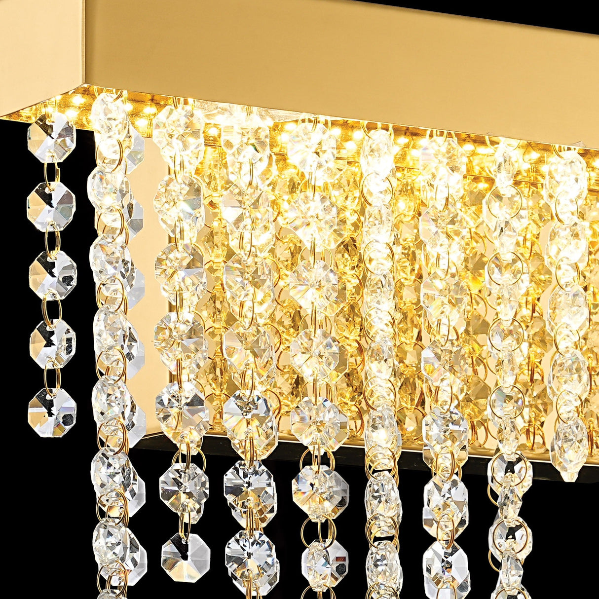 Bano Small Dimmable LED Crystal Chain Wall Light - Gold