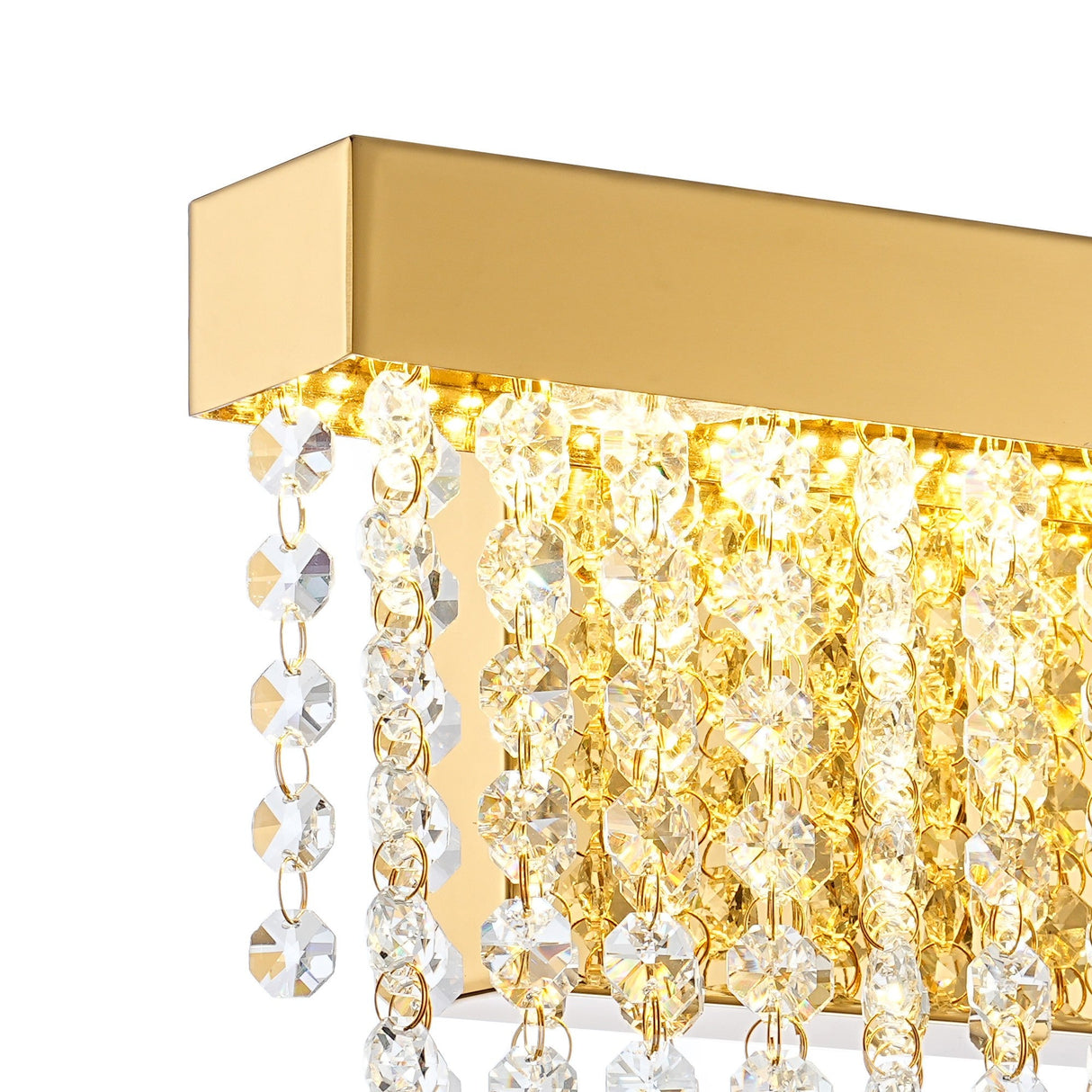 Bano Small Dimmable LED Crystal Chain Wall Light - Gold