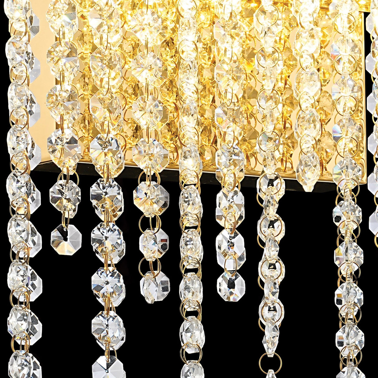 Bano Small Dimmable LED Crystal Chain Wall Light - Gold