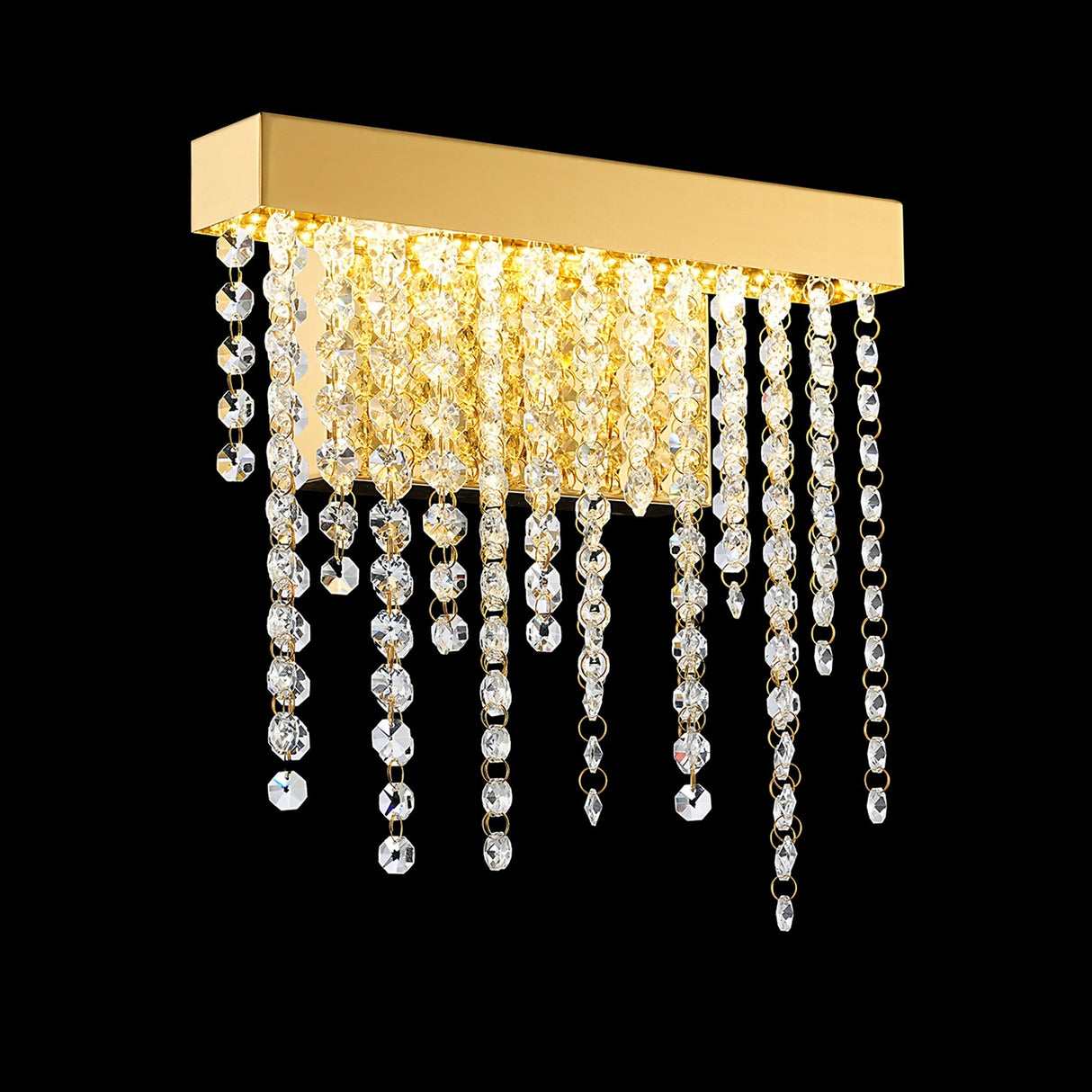 Bano Small Dimmable LED Crystal Chain Wall Light - Gold