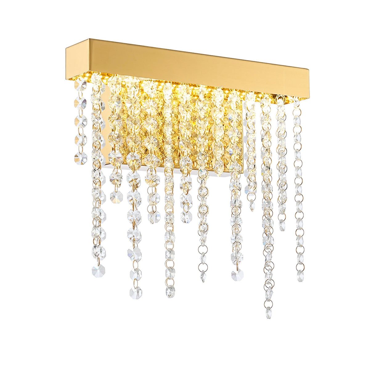 Bano Small Dimmable LED Crystal Chain Wall Light - Gold
