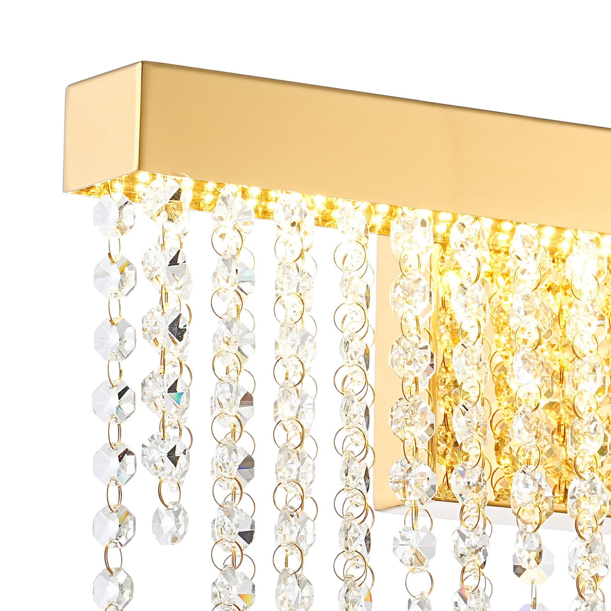Bano Medium Dimmable LED Crystal Chain Wall Light - Gold