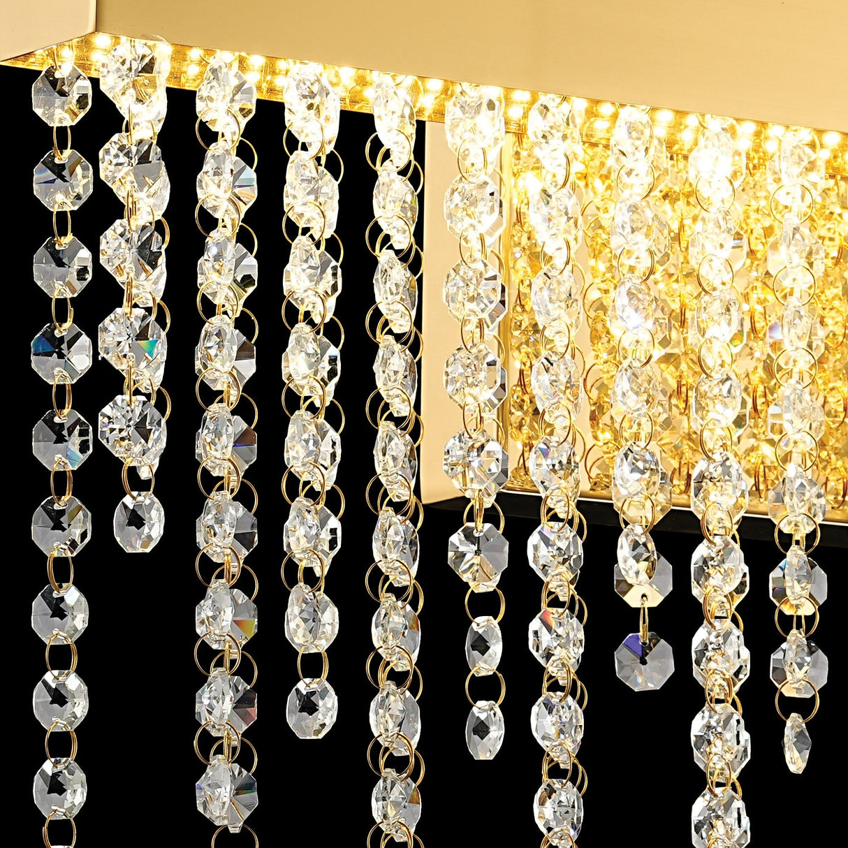 Bano Medium Dimmable LED Crystal Chain Wall Light - Gold
