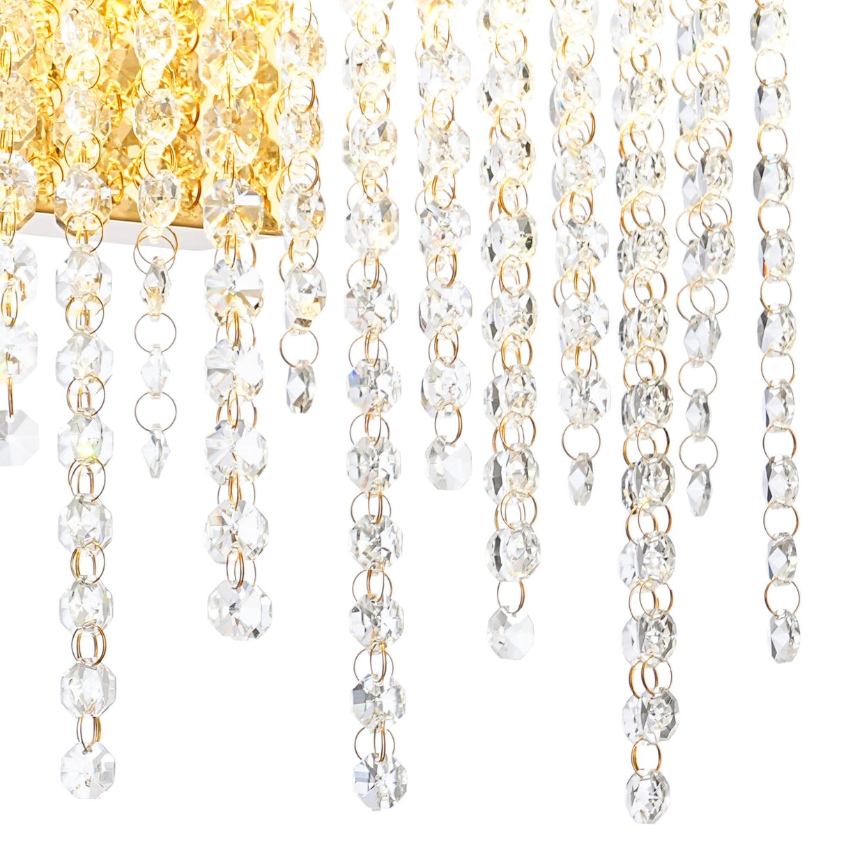 Bano Medium Dimmable LED Crystal Chain Wall Light - Gold