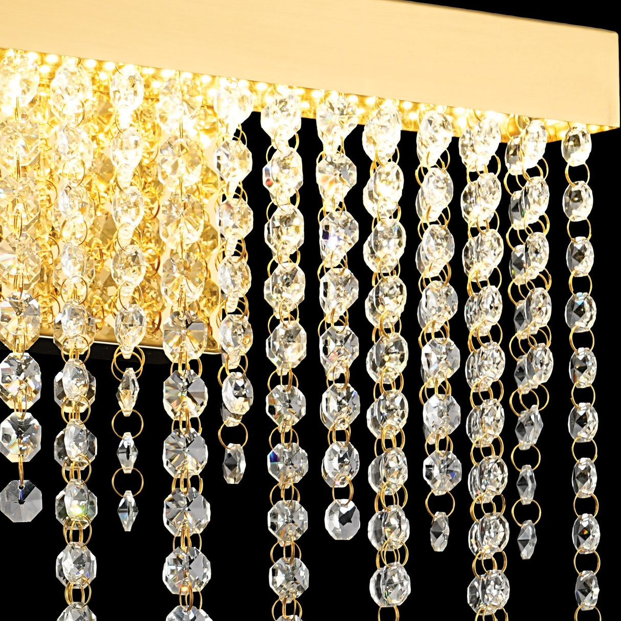 Bano Medium Dimmable LED Crystal Chain Wall Light - Gold