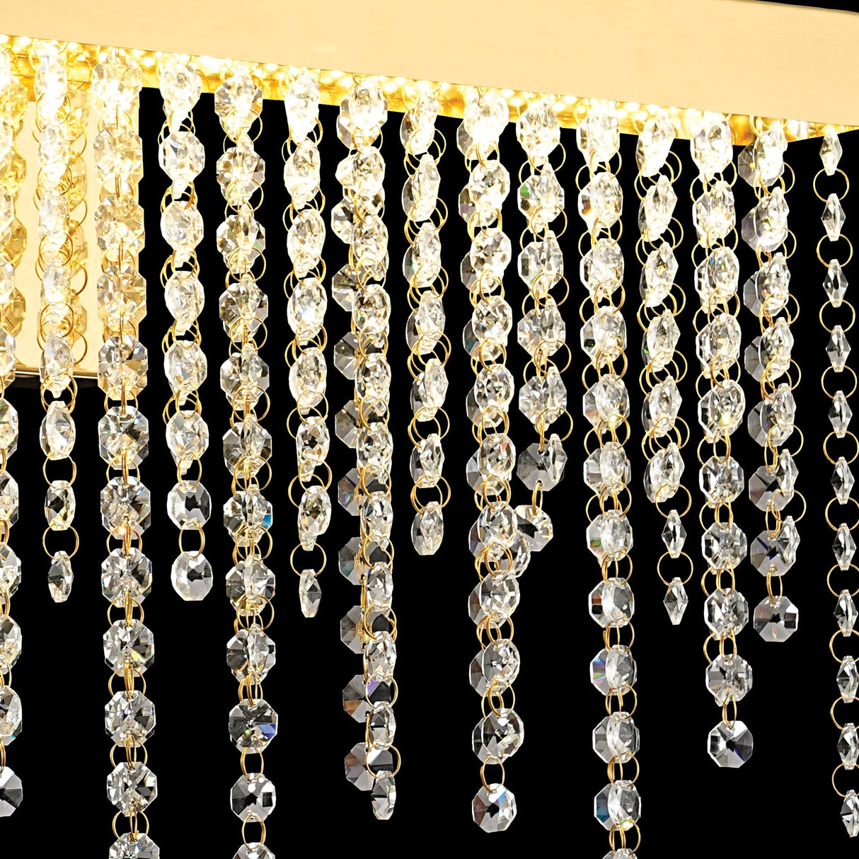 Bano Large Dimmable LED Crystal Chain Wall Light - Gold