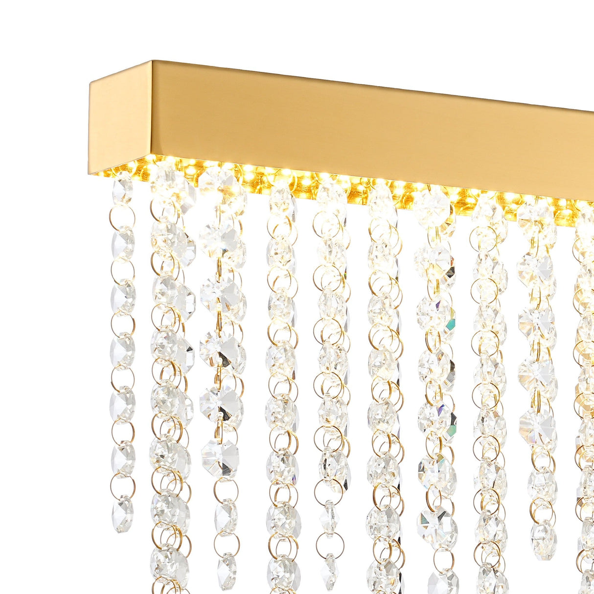 Bano Large Dimmable LED Crystal Chain Wall Light - Gold