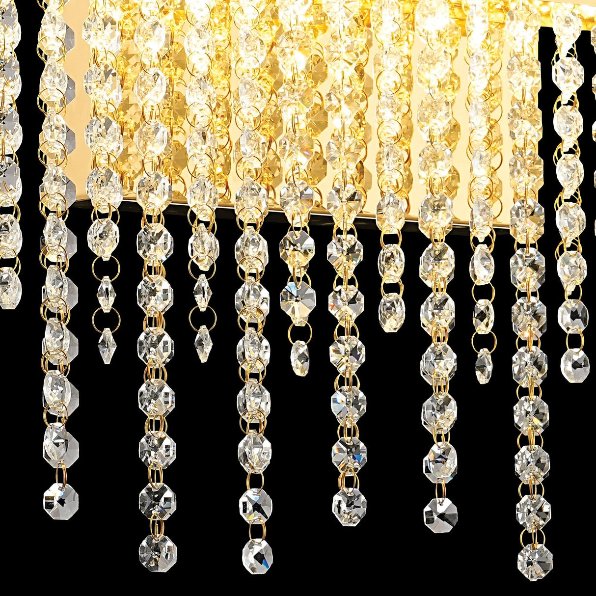 Bano Large Dimmable LED Crystal Chain Wall Light - Gold