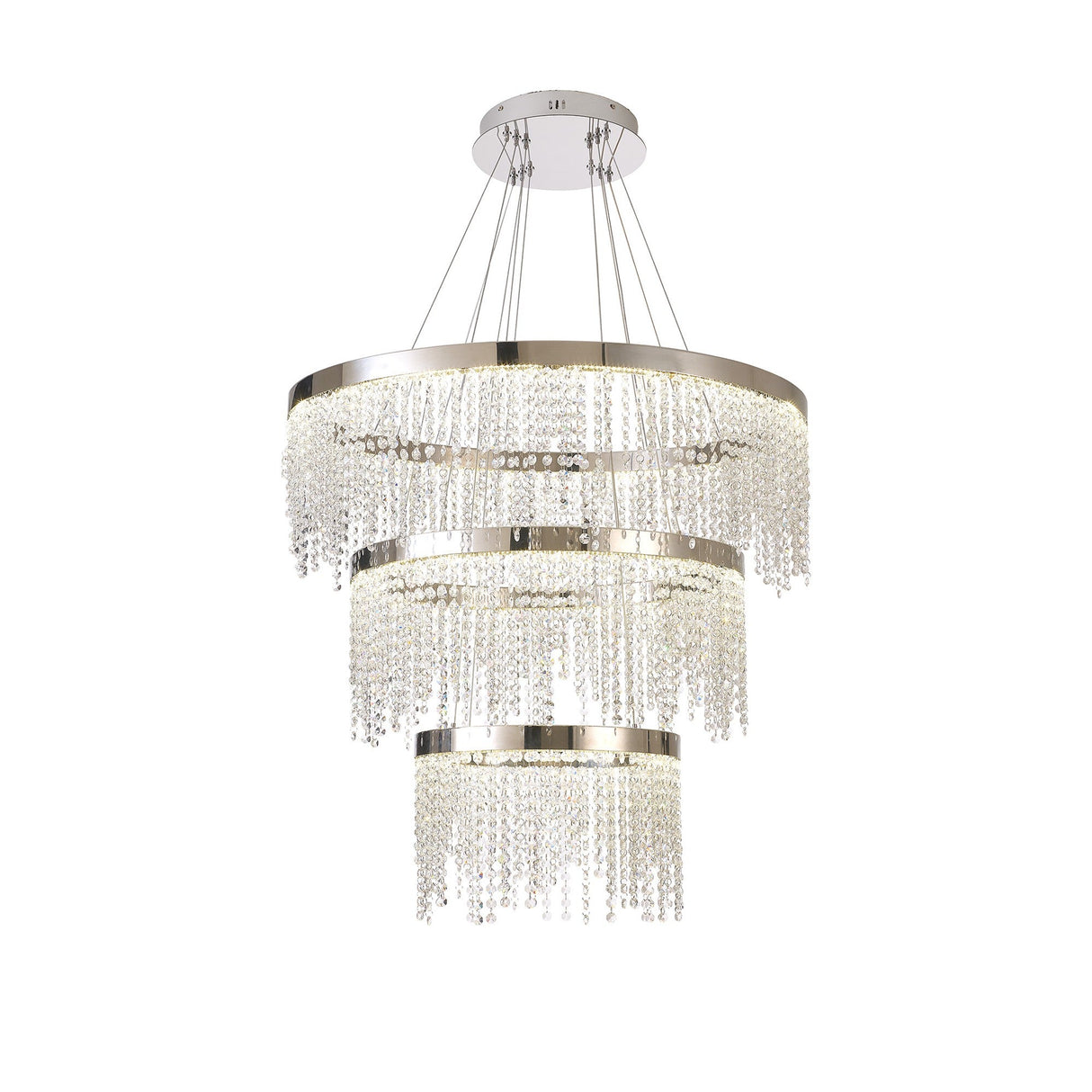 Bano 81.5cm Round 3 Tier Dimmable LED Crystal Chandelier - Chrome