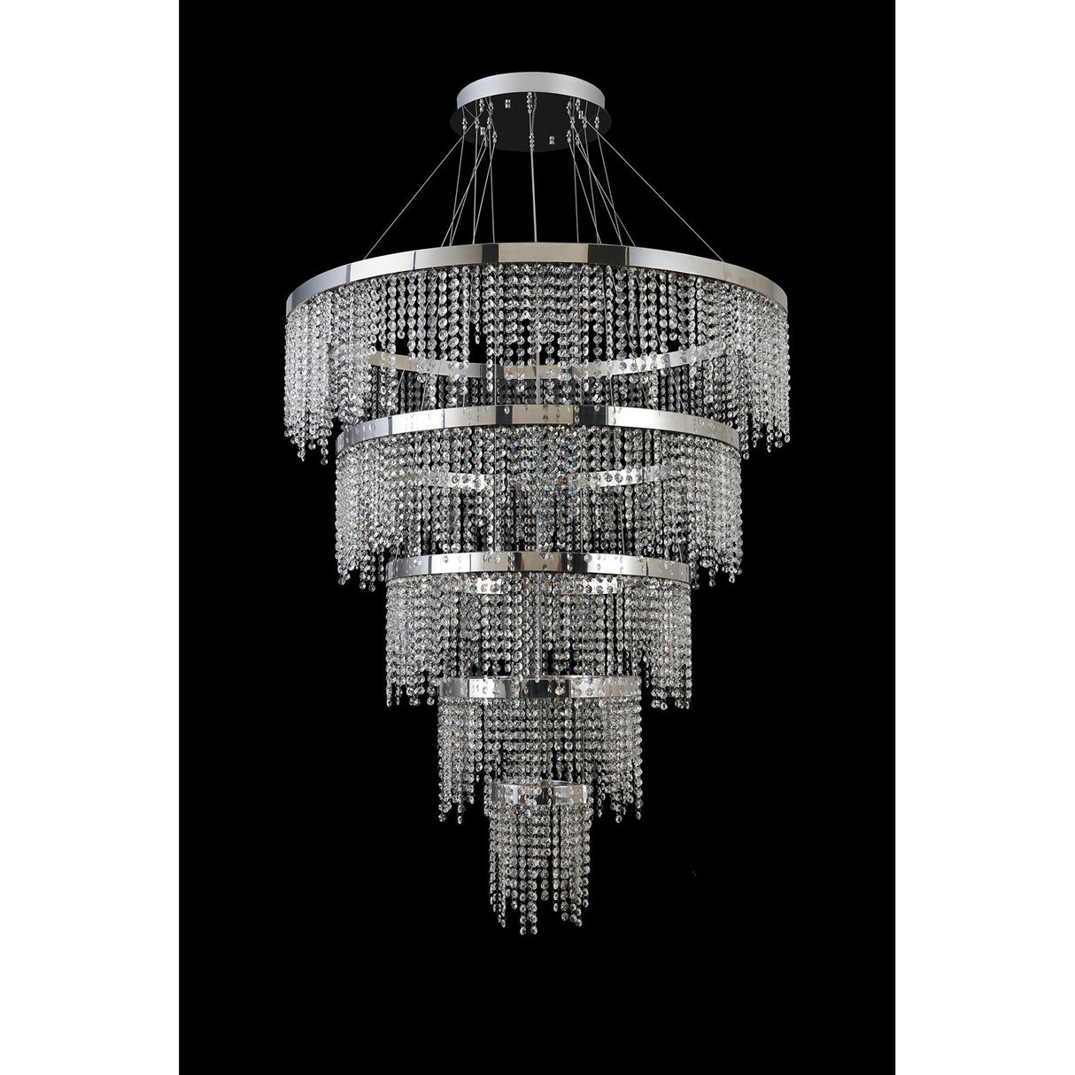 Bano 101.5cm Round 5 Tier Dimmable LED Crystal Chandelier - Chrome