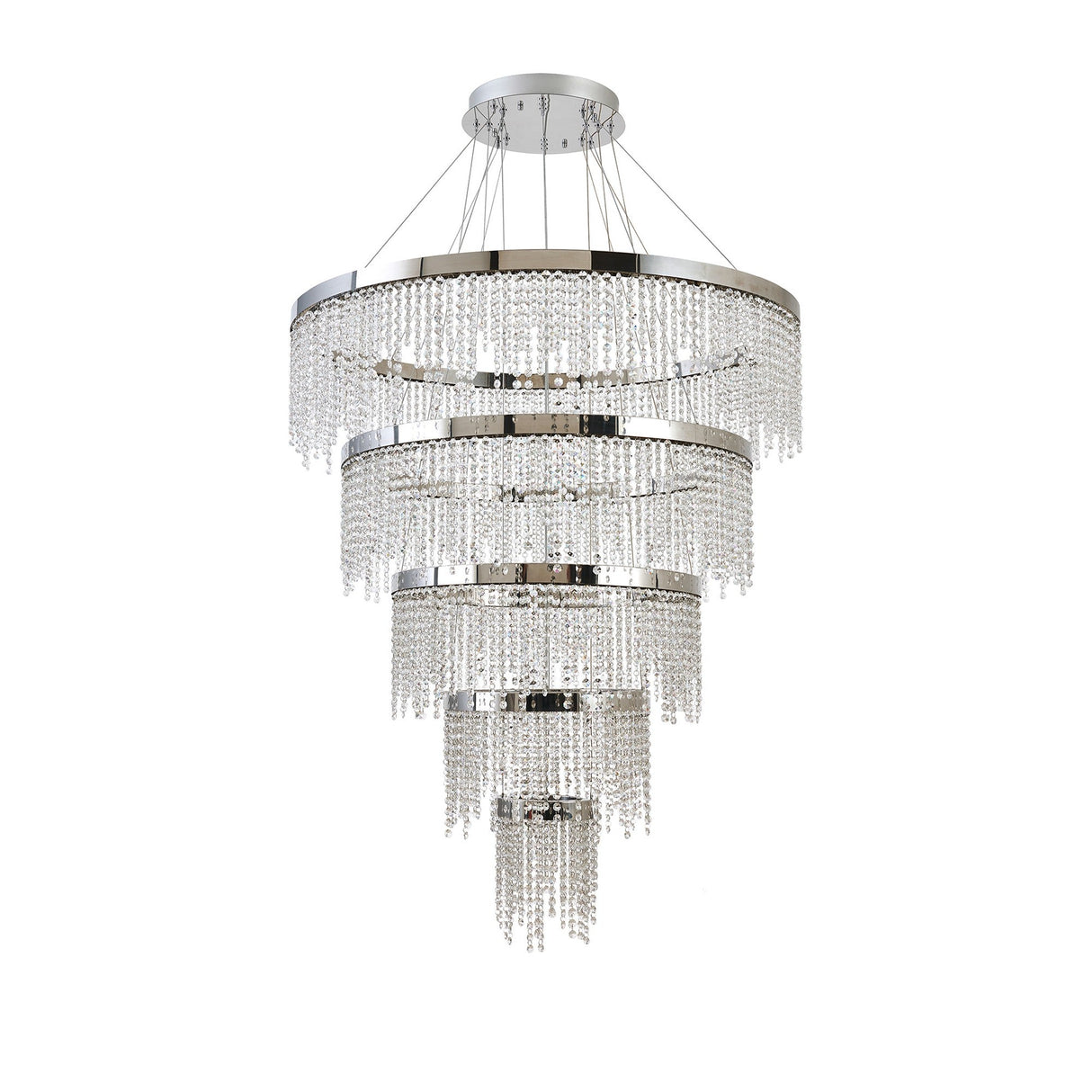 Bano 101.5cm Round 5 Tier Dimmable LED Crystal Chandelier - Chrome