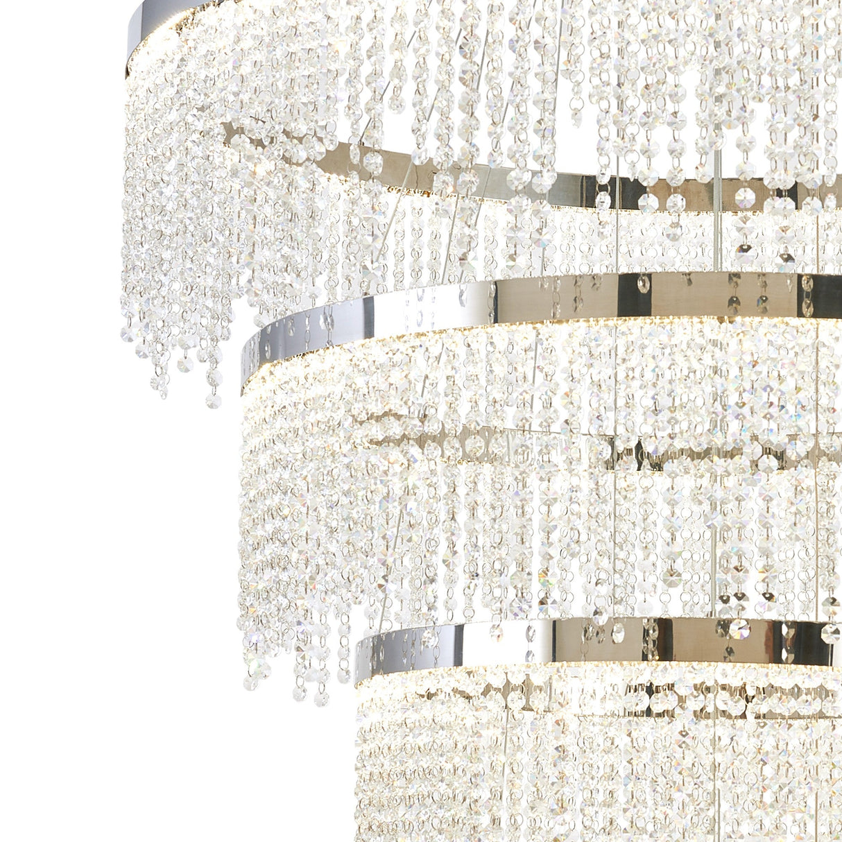 Bano 101.5cm Round 5 Tier Dimmable LED Crystal Chandelier - Chrome