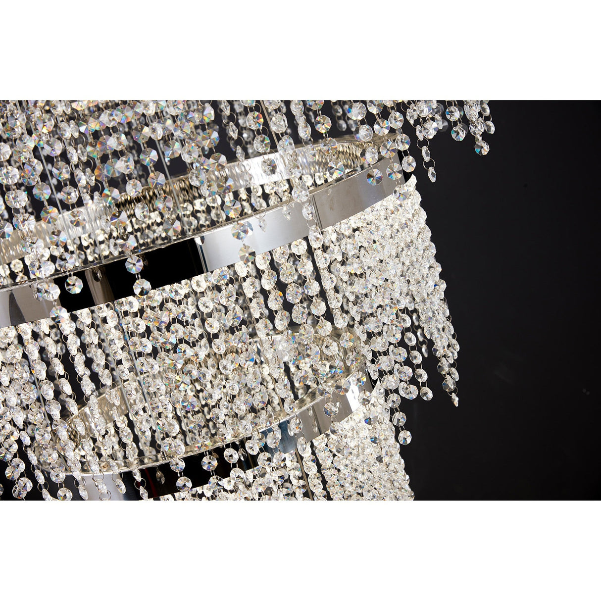 Bano 101.5cm Round 5 Tier Dimmable LED Crystal Chandelier - Chrome