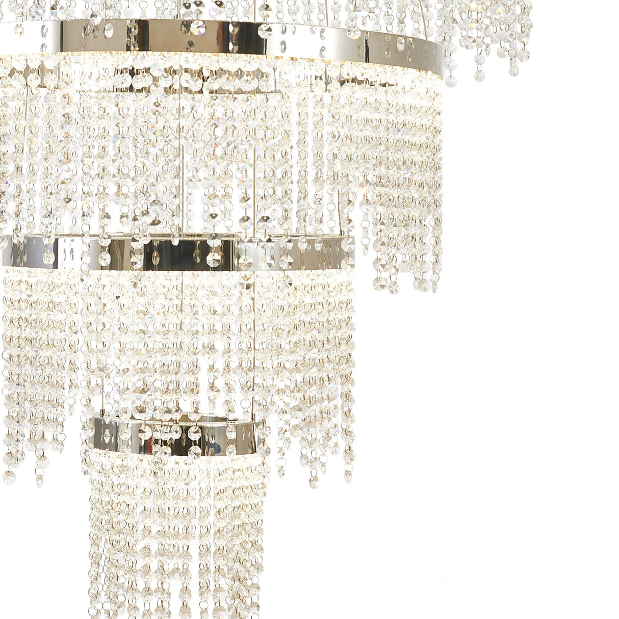 Bano 101.5cm Round 5 Tier Dimmable LED Crystal Chandelier - Chrome