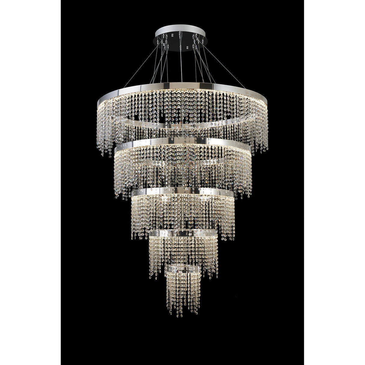 Bano 101.5cm Round 5 Tier Dimmable LED Crystal Chandelier - Chrome