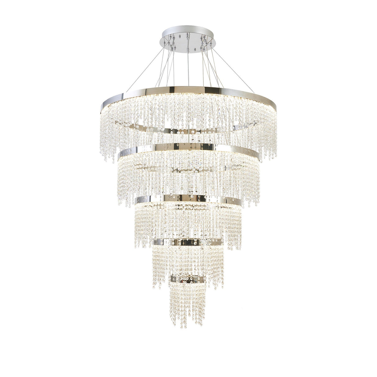 Bano 101.5cm Round 5 Tier Dimmable LED Crystal Chandelier - Chrome