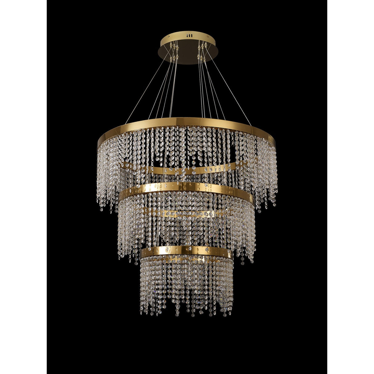 Bano 81.5cm Round 3 Tier Dimmable LED Crystal Chandelier - Gold