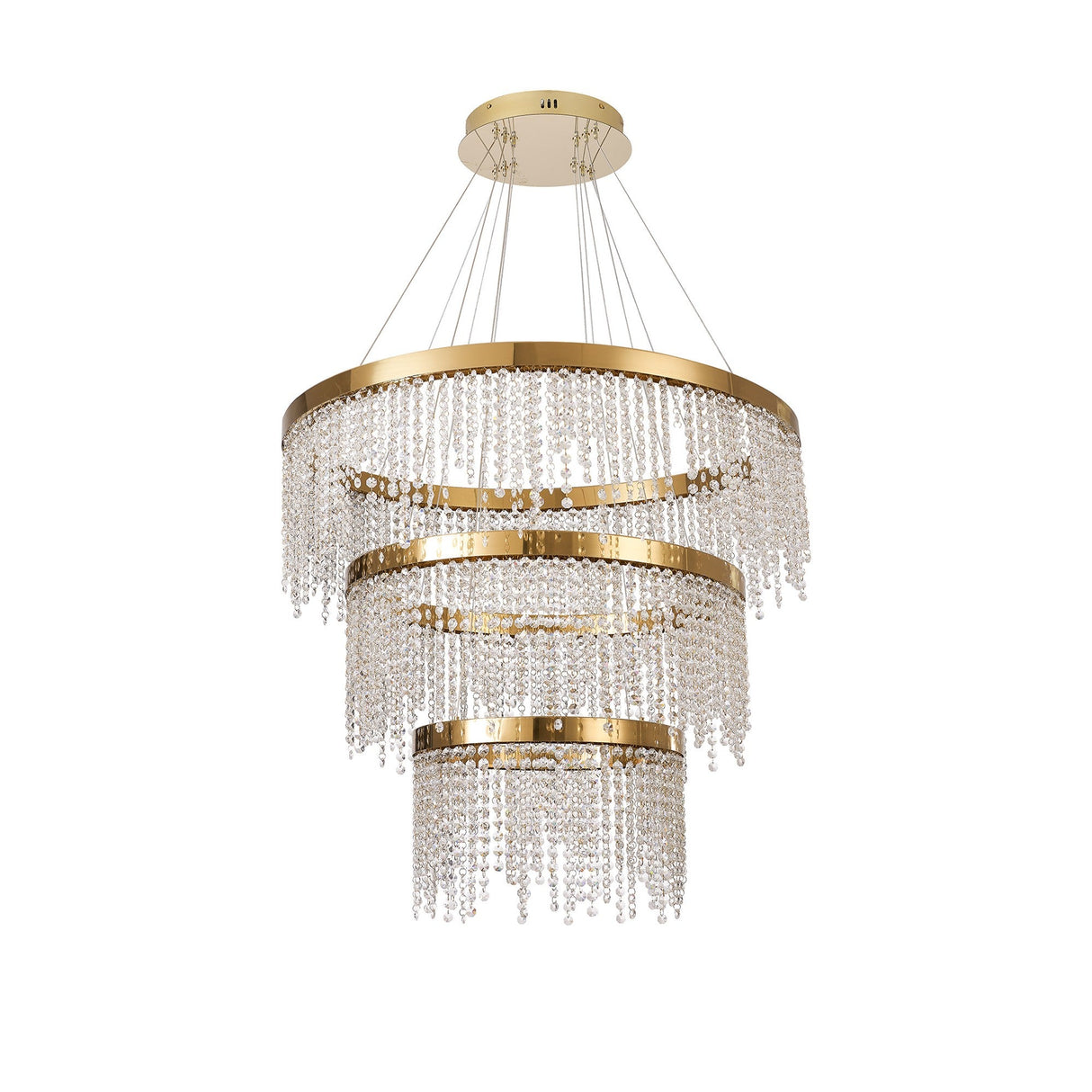 Bano 81.5cm Round 3 Tier Dimmable LED Crystal Chandelier - Gold