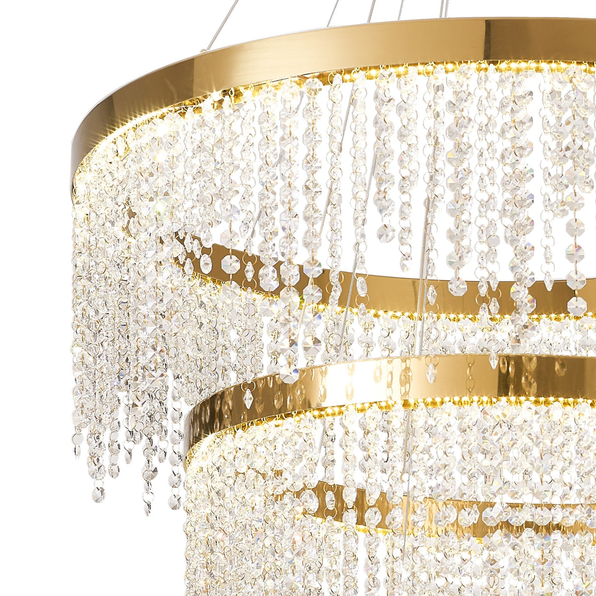 Bano 81.5cm Round 3 Tier Dimmable LED Crystal Chandelier - Gold